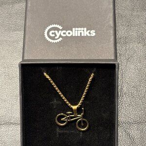 Cycolinks BMX Bike Necklace Stainless Steel Gold Plated - 55cm x 4mm thick chain
